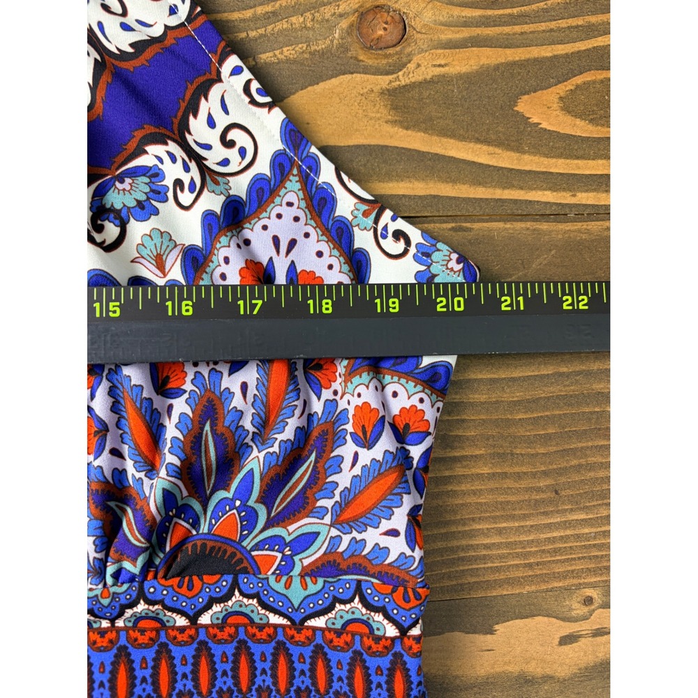 Chicos Halter Maxi Dress Womens XL Blue Orange Paisley Keyhole Boho - Picture 4 of 9